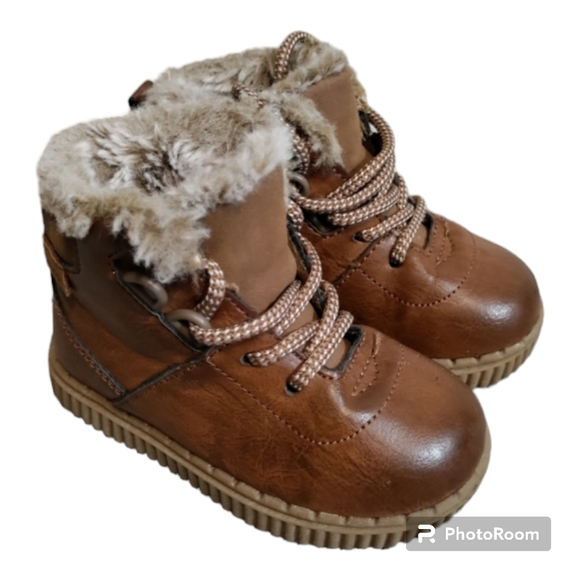 OshKosh B'gosh Other - Osh Kosh Boys Toddler Brown Casual Ankle Boots Faux Fur Sz 6